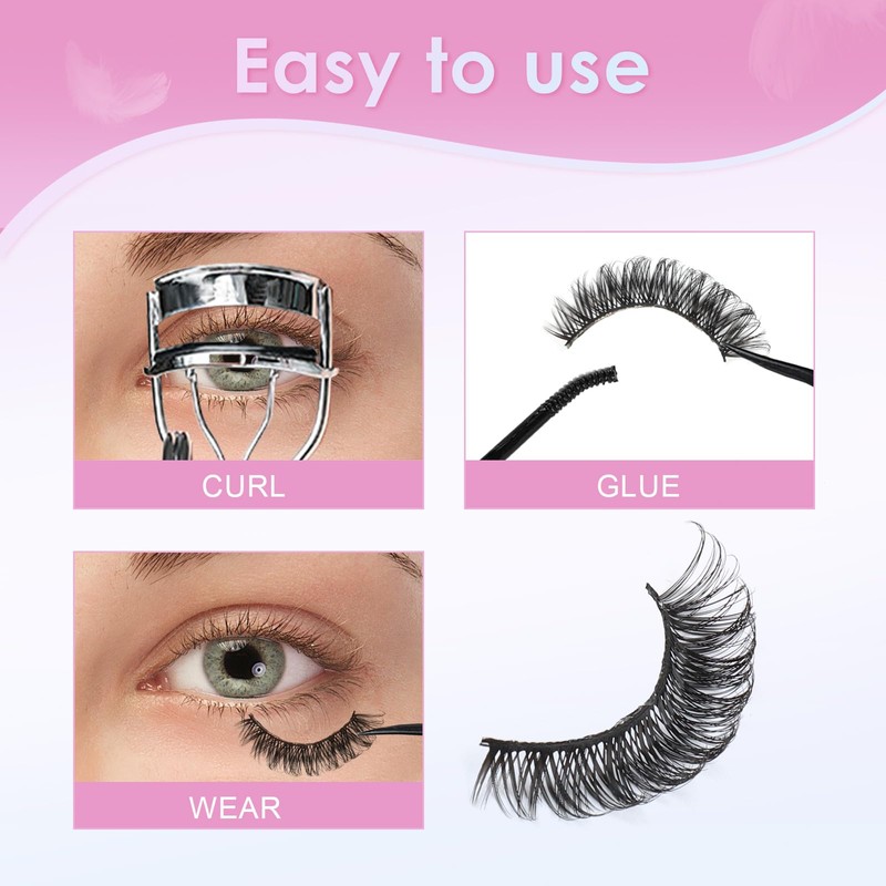 Poiuyoiu False Eyelashes 10 Pairs Russian Tape Eyelashes Natural Looking