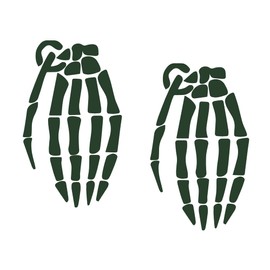 2 Pack - Skeleton Bone Hand Grenade | Car Decal Vinyl Sticker Graphics | 3.2 Inches Wide by 5.5 Inches Height HOM1549A.060 Dark Green