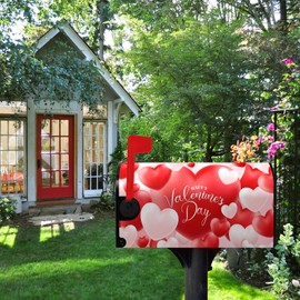 Dacawin Happy Valentine's Day Mailbox Cover Love Hearts Magnetic Mailbox Covers Red and Pink Sweet Heart Mailbox Wraps Valentine Post Letter Box Cover Standard Size 21" x 18"