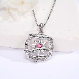 XIXLES Compass Necklace 925 Sterling Silver Compass Chain Women's Graduation Jewellery for Women