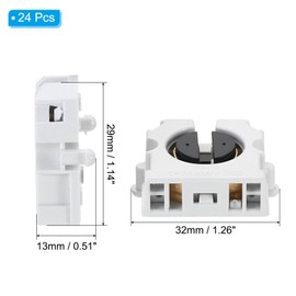 PATIKIL T8 Fluorescent Light Holder, 24 Pack G13 Lamp Base LED Fluorescent Tube Light Socket 500V Non-shunted Turn Type Lamp Holder Replacement, 29x32x13mm