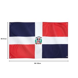 Runesol Dominican Republic Flag, 91 x 152 cm (3 x 5 ft), 4 Eyelets, Juan Pablo Duarte Day, Woman of Altagracia, Quisqueya, Hispaniola, Premium Flags for Indoor and Outdoor Use, Altagracia Day