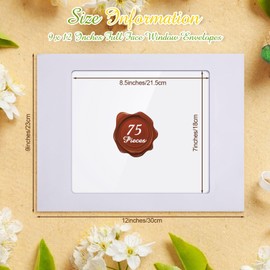 Fainne 75 Pieces Full Face Envelopes 37lb Paper Booklet White Envelopes with a Clear Full Window for Photos Catalog Magazine Brochures Certificates Company Calendar (9 x 12 Inch)