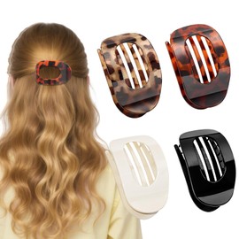 Tizanfenor 4 Pcs Flat Hair Claw Clips for Women's Thick Long Short Hair, Curved Strong Hold, Non Slip Design for Women and Girls (Types A)