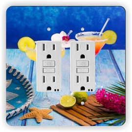 Sam Sandor - Cocktails by Pool Design - Light Switch Plate Covers - Double GFI Double Rocker - Two Gang Switch Plate Cover