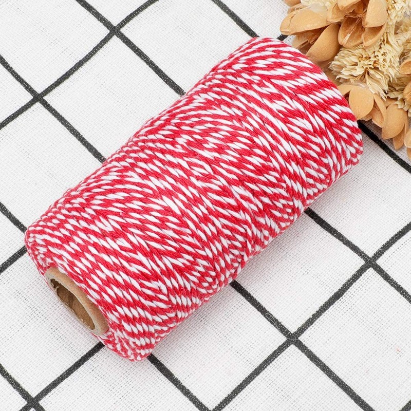 Red White Gift Twine String Holiday Twine 328 Feet Cotton