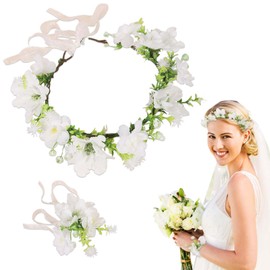 Flower Crown Flower Wreath, Flower Headband, Bridal Flowers Girls Hair Accessories, Exquisite Flower Wreath Headpiece - Perfect Addition for Bridal & Wedding, Dried Flowers Hair Accessories in