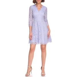 Eliza J Women's 3/4 Sleeve V-Neck Short Dress, Light Blue, 14