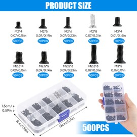 500 Pcs Computer Screws Standoffs Kit - Premium Computer SSD Screw Assortment for PC Build & Repair, Includes M2 M2.5 M3 Flat Head Screws, Universal DIY Laptop & Desktop Hardware