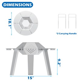 Outspark Heat Deflector for Solo Stove Ranger 15" FirePit Stainless Steel Heat Diffuser Accessories with Carrying Handle and 3 Support Leg for 15" Other Outdoor Indoor Fire Pit