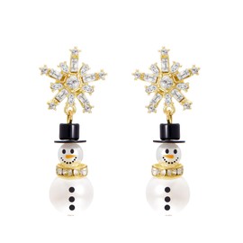 Christmas Snowflake Earrings for Women, Xmas Snowman Drop Earrings Christmas Shiny Cubic Zirconia Dangle Earrings for Girls│Dainty Christmas Snowflake Earrings Gift