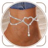 Eyret Rhinestone Anklet Silver Layered Sparkly Heart Crystal Ankle Bracelets