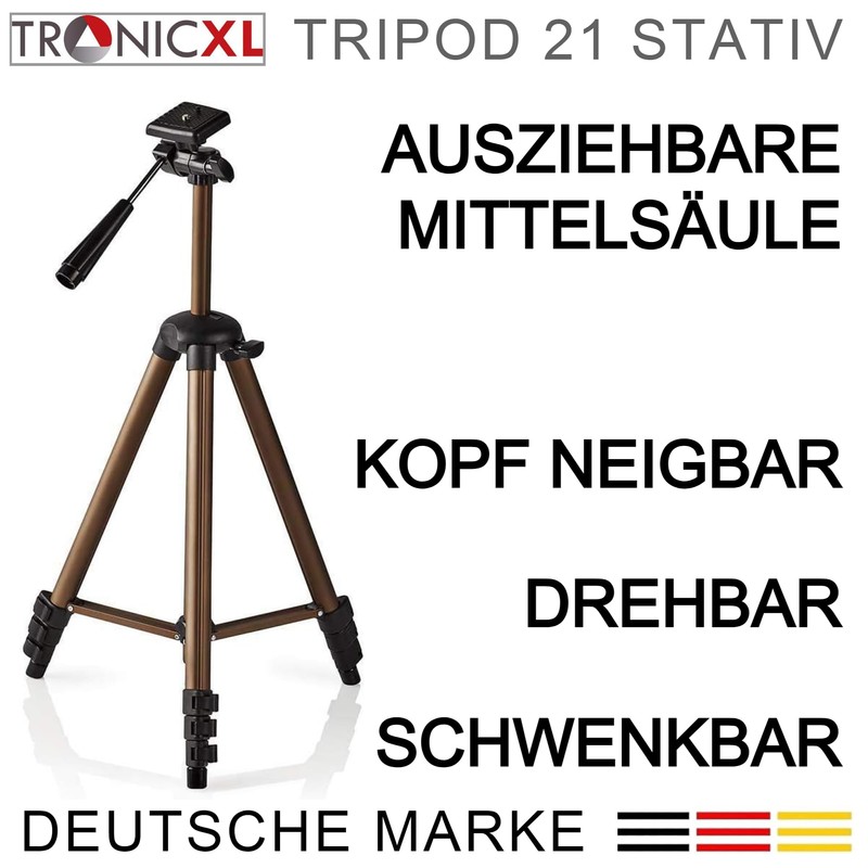 TronicXL 360° Tripod 21 Camera Tripod DSLR Aluminium 130 cm
