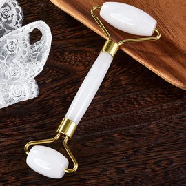 Fonture Jade Roller, Natural White Jade Facial Massager Anti-aging Tool Face Skin Care Tool to Reduce Wrinkle and Eye Puffiness