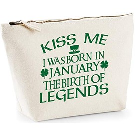 Hippowarehouse Kiss me I was born in January the birth of legends printed make up cosmetic wash bag 18x19x9cm