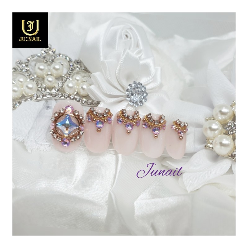Tiara handmade nail tips - Long Round Square / 티아라