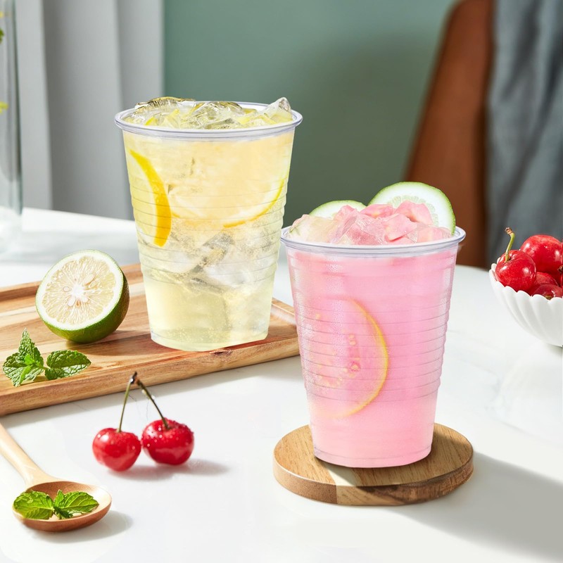 Huifany 600 Pack 7 oz Plastic Cups, Rimmed Disposable Cold