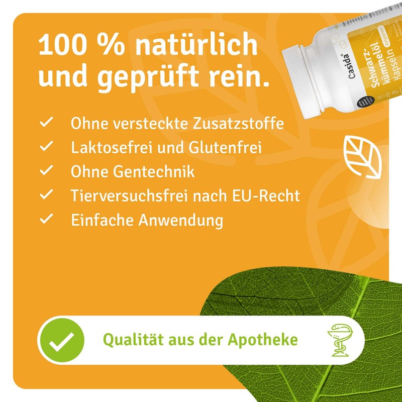 Casida® Schwarzkümmelöl Kapseln kaltgepresst -natürlich- 1650 mg Linolsäure und 60