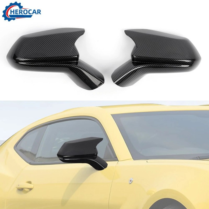 CheroCar Carbon Fiber Side Mirror Cover Horn Cap Decor for
