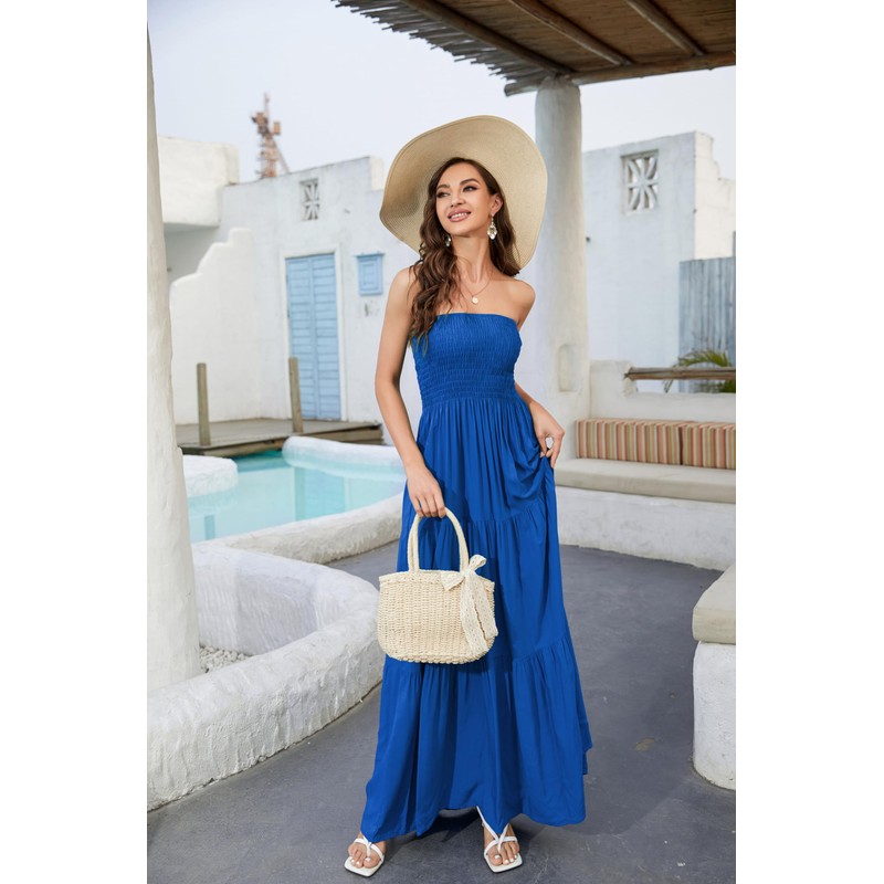 Daenery Women's Casual Strapless Maxi Dress Off Shoulder Tube Beach