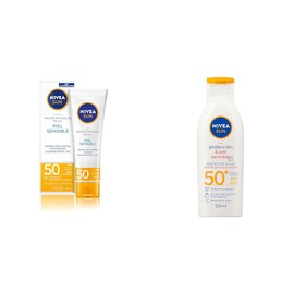 NIVEA. Protector Solar Facial FPS50 para Piel Sensible 50 ml  NIVEA SUN Protector Solar Corporal FPS50 Protect  Sensitive 125 ml                      