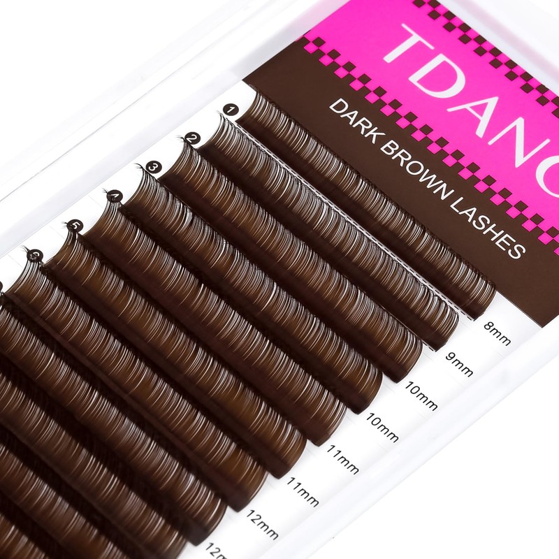TDANCE Dark Brown Lash Extensions Colored Lash Extensions 0.03/0.05/0.07mm C/D
