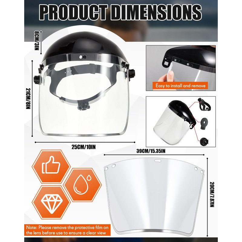 ElectricWise 3 Pack Safety Face Mask Shield with 42.5" waterproof