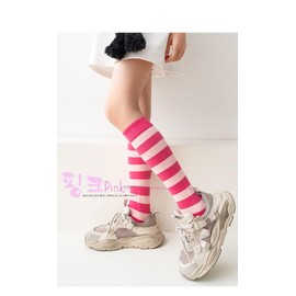 ZGKULAEAOW Shimajima Knee High Socks, Kids' Socks, Striped, Border, Boys, Girls, Knee High Cosplay, Halloween, Costume, Christmas Sports Festival, Stand Out, Pink