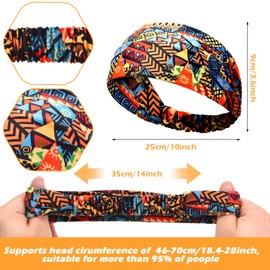 WILLBOND 9 Pieces African Headbands Stretchy Boho Print Hairband Yoga Running Sports Workout Head Grip Band Elastic Turban for Women Girls Hair Accessories (Chic Pattern)