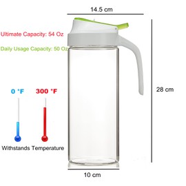 Karafu Water Pitcher with Lid & Airtight Locking Spout 50 Oz, Heat Resistance Glass Carafe for Water Coffee Tea & Other Beverages