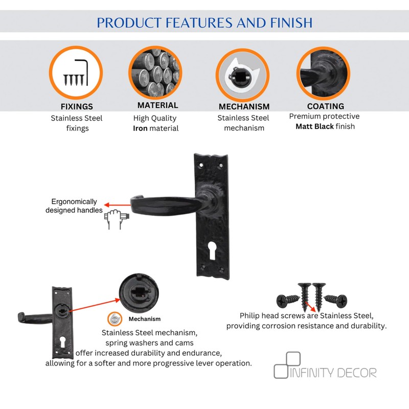 Infinity Decor Old Rustic Black Cast Iron Hand Forged Fleur