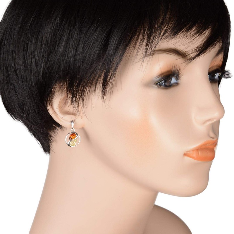 Sterling Silber Ohrringe aus Ostseehonig und Zitrone