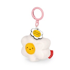 Legami - Super Soft! Daisy Themed Keychain, Plush Keychain, Pendant with Engraved Message and Zinc Carabiner, 7 x 11 cm, White, S