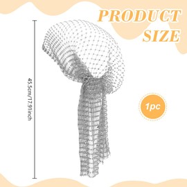 FINGERINSPIRE Gray Rhinestone Mesh Headbands for Women 455mm Rhinestones Stretchy Headwraps Polyester Rhinestone Head Scarf Glitter Hollow Out Hairbands for Female Nightclub Rave Hair Accessories