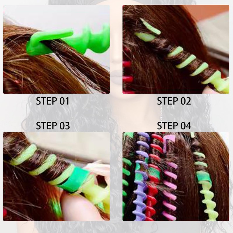 26Pcs Convenient Spiral Hair Perm Rod Set Heatless Wave Spiral