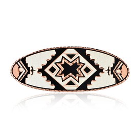 Women’s Artisan Handmade Unique Native Black Star Hairclips-Copper Oval Shape Star French Barrettes with a Silver Backing Star Hair Accessories HR-721