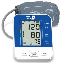 Get Fit Get Fit Blood Pressure Monitor CE Approved UK for Home Use - Medical Upper Arm Blood Pressure Machine - Heart Rate Monitor - Hypertension Detector - Adjustable 22-42cm Large Adult Cuff - LCD Display