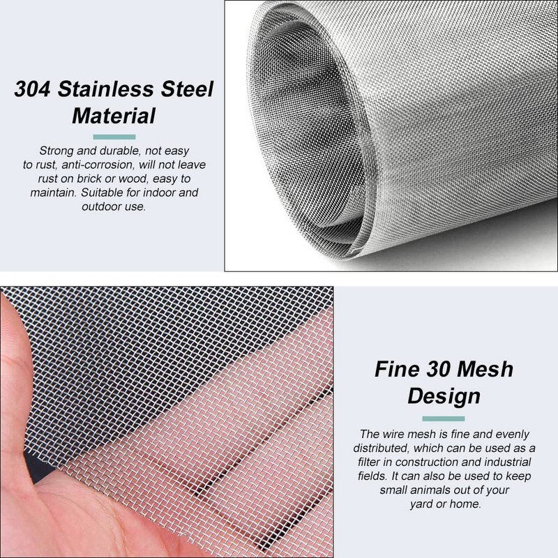 WENRERO 304 Stainless Steel Wire Mesh Fine Mesh 30 Mesh