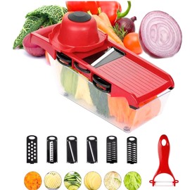 NTEK 6 in 1 Vegetable Chopper, Newest Design Onion Chopper, Mandoline Vegetable Slicer Multifunctional, Dicer Household Kitchen Manual Julienne Grater Cutter for Onion, Garlic, Carrot, Potato, Tomato