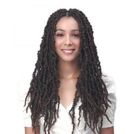 BOBBI BOSS Butterfly Locs Pre-Loop Crochet Braid NU LOCS DISTRESSED STYLE BUTTERFLY LOCS 18" (6 Pack, T1B/BUG)