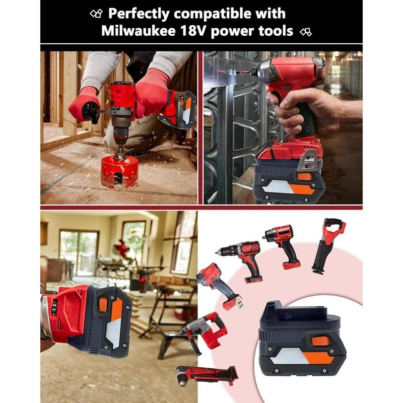 This adapter allows Ridgid AEG 18V lithium batteries to be