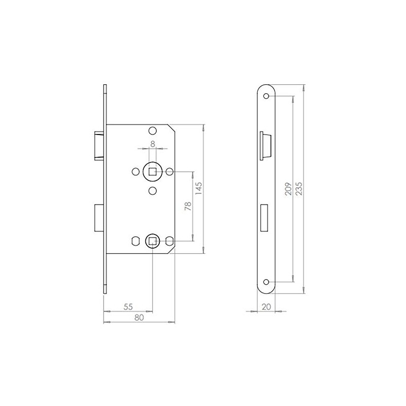 ABUS - Mortice Lock for WC Doors ES WC R