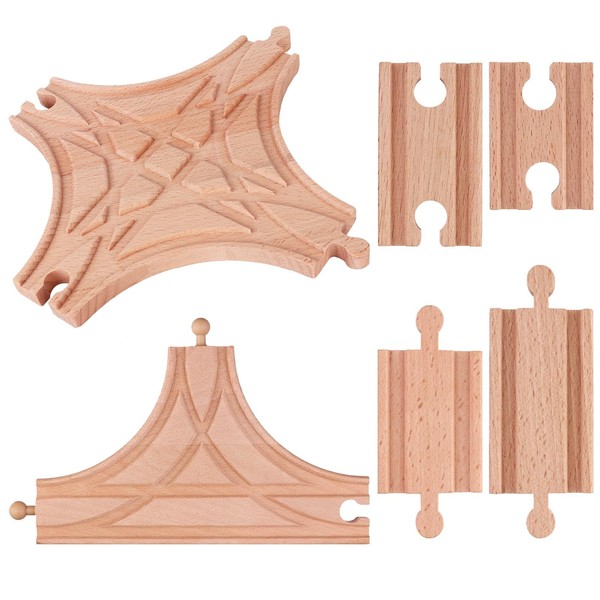 6 Pieces Switch Track Wooden Train Set Wooden Train Track
