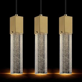 Doraimy Lighting Seeded Crystal Shiny Hanging Kitchen Island Pendant Ceiling Light Modern Concise Fixture,3 Pack Gold Finish for Kitchen Island Dining Room Bedroom Hallway