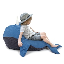 Bean Bag Children's Toy Stuffed Toy Storage Large Size Extra Soft for Boys Girls Storage Organiser with Zip Storage Bean Bag for Clothes (Cover Only) Blue Whale