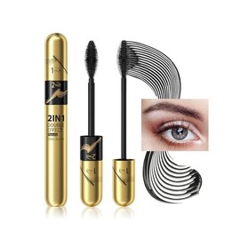 Tubing Mascara Instant Extensions - Black 2-1 Curling Eyelashes and No Clumping, Waterproof Mascara for Volumizing and Lengthening, Create Natural Eye Makeup (0.28 fl. oz)