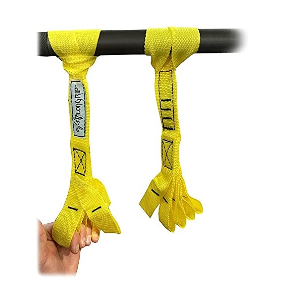 Core Prodigy Talon Pull Up Grip Strength Straps - Nylon Finger and Thumb Loops for Grip Training, Rock Climbing, Hand and Arm Strengthener (Yellow)