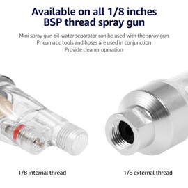 PTMTFYL 3 Pcs Airbrush Air Filter, Airbrush Water Separator, Oxidation Resistant Water Oil Separator Filter with 1/8 inch Thread, Airbrush Moisture Filter for Iwata for Devilbiss for Master