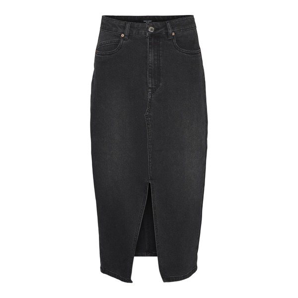 VERO MODA Women's Calf-Length Denim Maxi Skirt with Slit 5