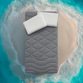 Sleep Zone Cooling Mattress Pad Twin XL, Support Mattress Topper, Breathable and Soft Mattress Protector, Deep Pocket Bed Cover, Machine Washable (Dark Grey, Twin XL)